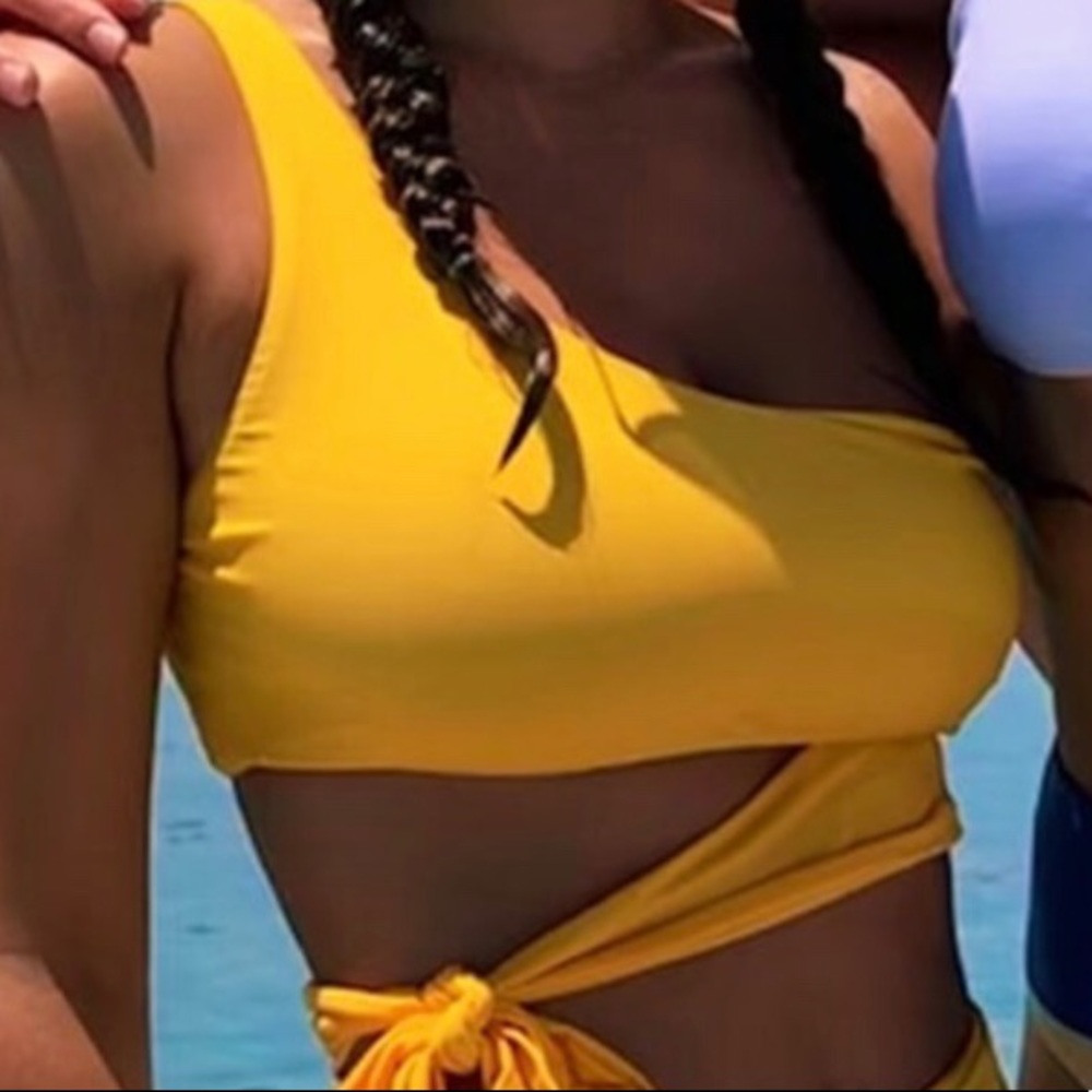 Yellow One Shoulder High Waisted Lined Bikini - Picture 7 of 12